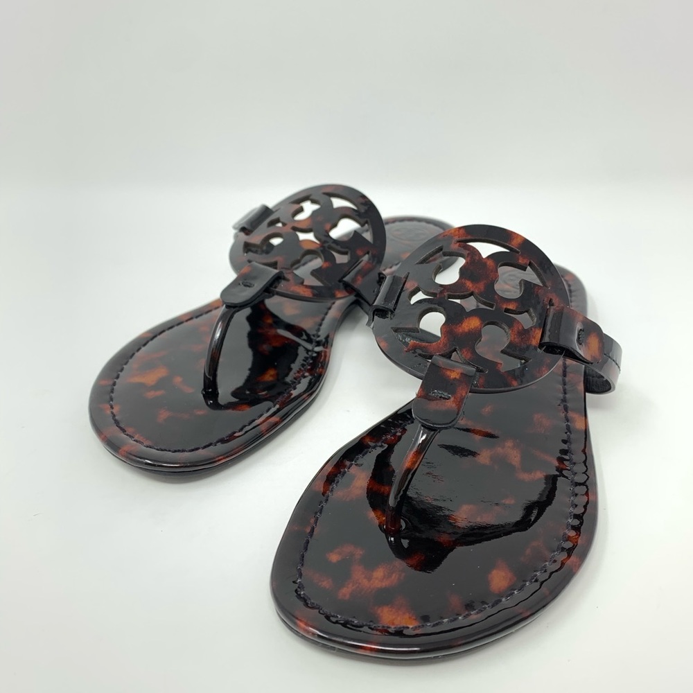 Tory Burch Tortoiseshell Patent Miller Sandals - Brown/Black